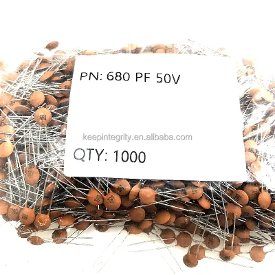 High quality BOM Ceramic capacitor 50V 470PF/500PF/560PF/680PF/820PF Red plug-in DIP Capacitors 50V 471/501/561/681/821
