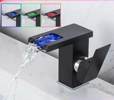 The Latest Black Waterfall-style Washbasin/basin Faucet/Nordic All-copper Creative Faucet Is Made of High-quality Materials