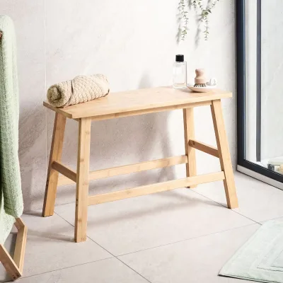 High Quality Bamboo Shower Bench Wooden Bench for Bathroom Relaxation Bathroom Bench