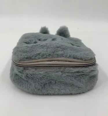 Modern Style Candy Color Velvet Cosmetics Plush Makeup Bag Durable Portable Handbag Zipper Fashionable Sweet Soft Makeup Bag