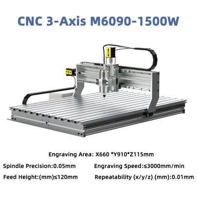 JS-6090 CNC Router Wood Carving Machine-3/4-Axis High Precision Efficient Cutting Wood/Acrylic/Metal Processing Single Pump Gear