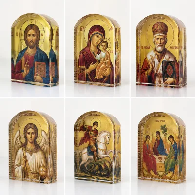 Orthodox K9 Crystal Icon Arch Shape Desktop Decoration Russian Orthodox Church Religious Gift Orthodox Icon