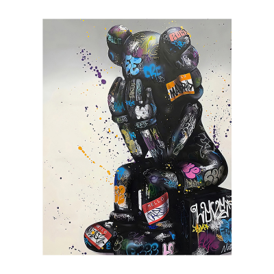 Graffiti Pop Art Poster Painting Cartoon Panda Toy Bear Wall Art Picture for Living Room Modern Wall Art Picture Home Decor