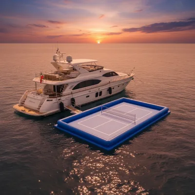 Inflatable Yacht Side Buoyant Pickleball Court Floor Mat Big Water Sports Platform for Yacht Owners Outdoor Recreational Sport