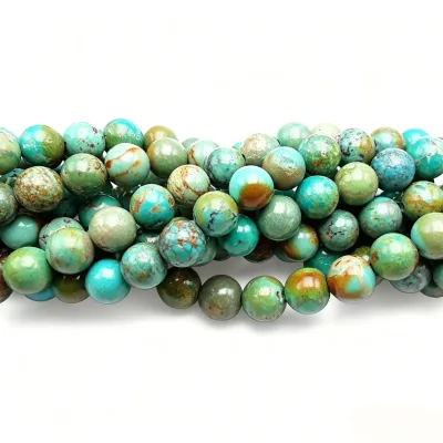 Natural Peruvian Turquoise Round Beads Healing Energy Gemstone Beads Jewelry Making Beads Natural Stone