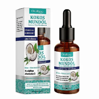 Private Label Stain Removing Mouthwash Coconut Oil Fresh Breath Oral Rinse for Teeth and Gums Care Mint Mouthwash