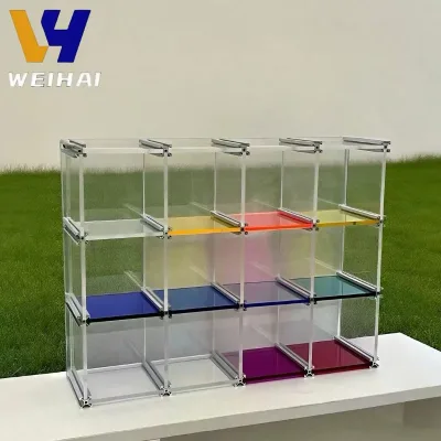 Modular Acrylic Cup & Bowl Holder with Aluminum Frame - Colorful Kitchen Countertop Organizer, Detachable (OEM)