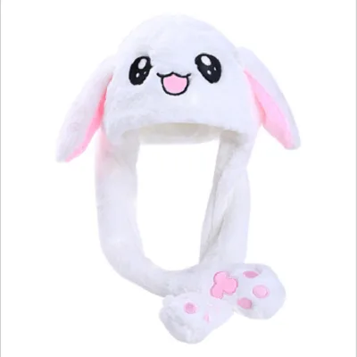 Girls Cute Animal Plush Bunny Hat Children Airbag Moving Ears LED Light up Stuffed Cosplay Party Fancy Dress Winter Hats