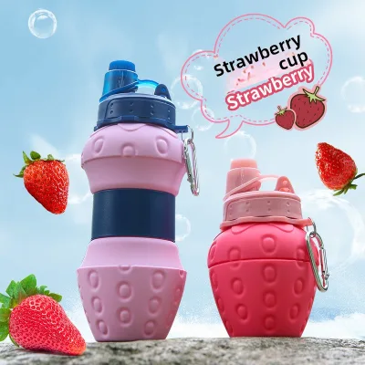 Cross-border Outdoor Portable Silicone Folding Water Cup Cute Drop-resistant Travel Sports Water Bottle Large-capacity Flask
