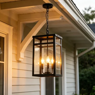 American Retro Style Outdoor LED IP65 Waterproof Aluminum Chandelier Light Sensor 5-Year Warranty for Villa Dining Areas