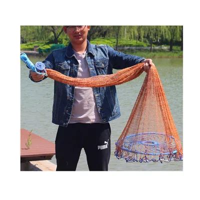 7feet Netting Twine Steel Hand Throw Cast Net American Style White Bait Fishing Magic Fishing Net