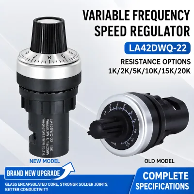 IP65 Waterproof Potentiometer LA42DWQ-22 5K/10K Ohm Industrial VFD Speed Regulator Rotary Potentiometer 22mm Mounting Hole
