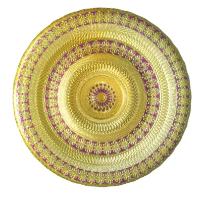 2025 Beauty Embossed Golden Flower Glass Charger Plate with Green Color