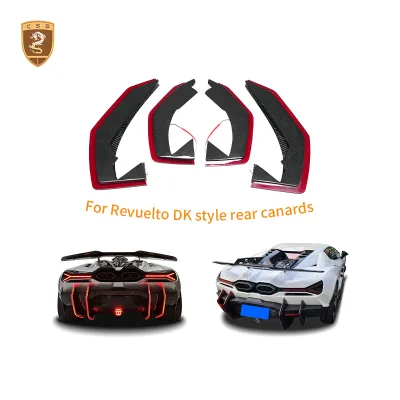 Best Selling New Glossy Dry Carbon Fiber Rear Canards Diffuser for Lamborghini Revuelto Rear Bumper Canards Auto Parts