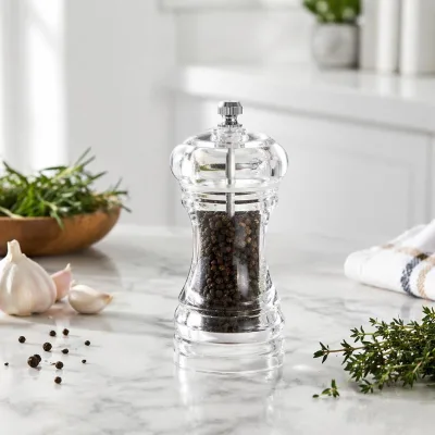 Mini Manual Acrylic Salt and Pepper Mills with Ceramic Grinder for Home Kitchen