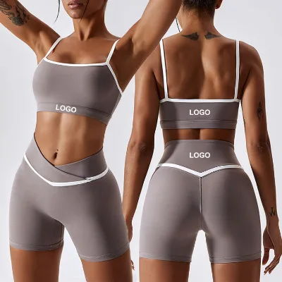Women High Waisted Sports Set Tight Fitting Outdoor Sports Fitness Suspender Yoga Suit Set
