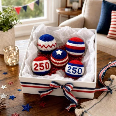 Hacky Sack Crochet American Flag Juggling Ball Sensory Stress Toy Red White Blue Footbag Custom Crochet Footbag Ball Gift