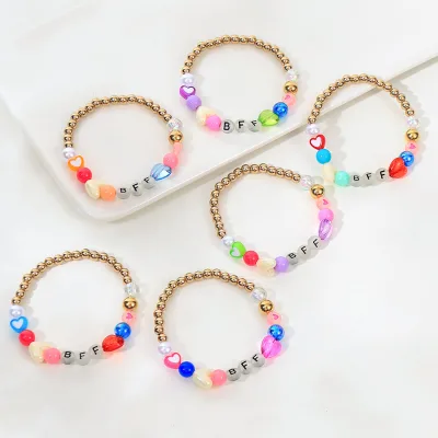 Fashion Acrylic Colorful Bead Bracelet - BFF Best Friends - Luminous English Letters Children Jewelry