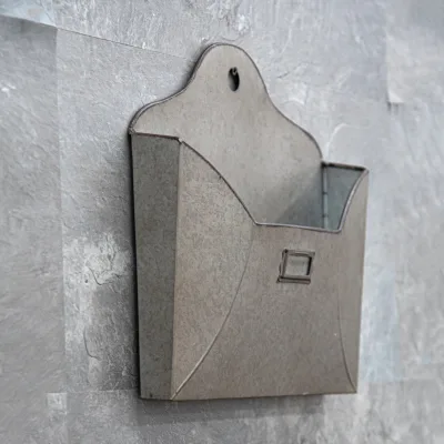 INNOVA S/2 Retro Pocket Mail Holder Distressed Antique Galvanized Metal Wall Hanging Envelop Decor Rack