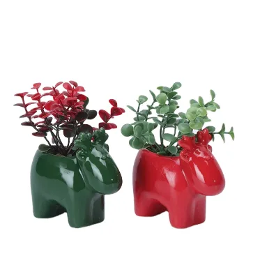 Deer Shape Succulent Pots Ceramic Flower Planters for Indoor/Outdoor Garden Decor Home Application