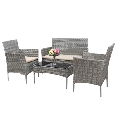 Outdoor Sofa, Outdoor Villa Courtyard Terrace Balcony Rattan Chair Coffee Table