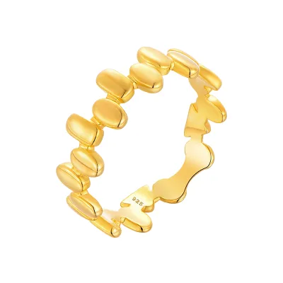 S925 Sterling Silver Geometric Irregular Light Gold Plated Ladies Ring Prong Setting Claw Setting Certified Mould Making Service