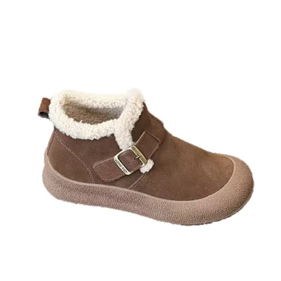 Women's Winter Boots Thick Wool Soles Cotton Waterproof and Warm Fabric Slip-resistant Genuine Leather and Thick Winter Shoes