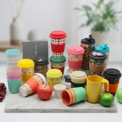 Eco Friendly Reusable Melamine Coffee Cup, Biodegradable Travel Mug, Custom Logo Plant Fiber Cup for Office and Outdoor