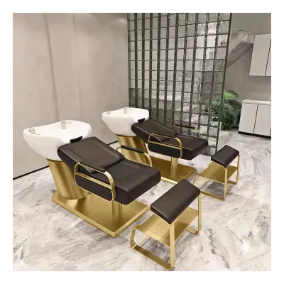 Simple Shampoo Chair White Ceramic Wash Basin Matching Faucet Shower