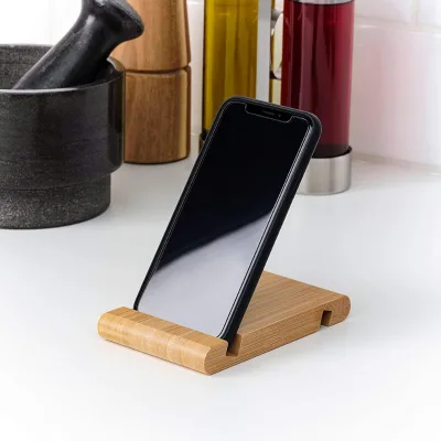 Bamboo Smartphone Stand Holder Portable Wood Cellphone Holder for Desktop Design Compatible with All Mobile