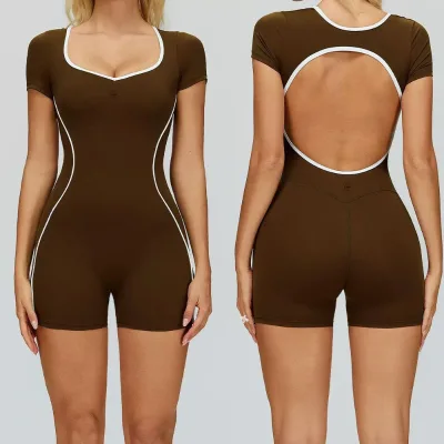 Women's Custom Hollow Back Tight Lightweight Stretch Moisture-Wicking Sports Bodysuit