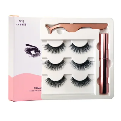 Set of 3 Pairs Soft Magnetic Liquid Eyeliner False Eyelashes Handmade Mini Size & Gift Sets for Dropshipping