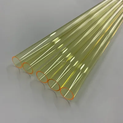 Customized Size Colored Glass Tube OD12mm 10mm Yellow Silica Quartz Glass Tube Yellow Silica Quartz Pipe