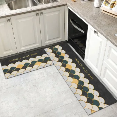 Custom Printed Design Anti slip Polyester Kitchen Mat Set Floor for Kitchen Mat