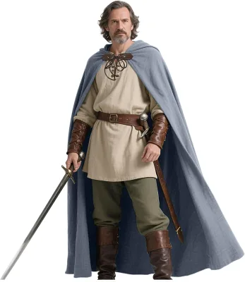 Renaissance Hooded Cape Medieval Linen Cloak with Hood for Women Men