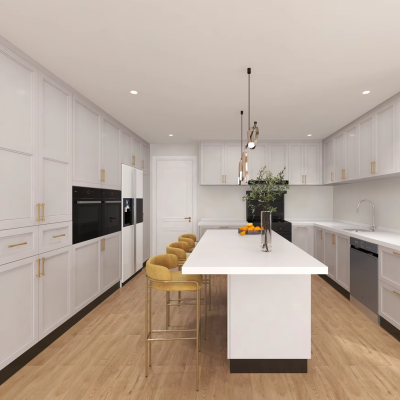 Shaker Door Design Wholesale Modular Storage Cabinet with Pantry and Island Modular Kitchen Cabinets