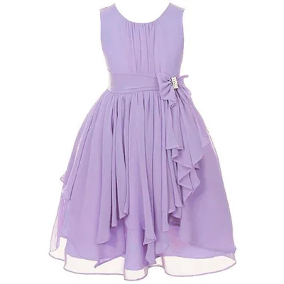 Korean Chiffon Purple Flower Girl Party Dresses For Girls 12 Years Old
