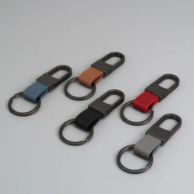 Car Leather Keyring Manufacturer Wholesale Key Chain Custom Brand Logo Name Souvenir Promotional Genuine Leather Keychain