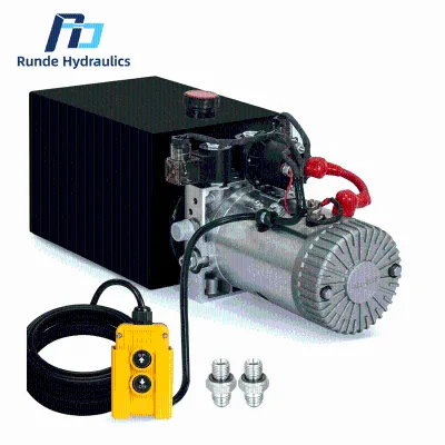 New DC 12V SAE#6 Connector Double-Acting Carbon Steel Hydraulic Power Unit Metal Oil Tank Used for Lifting Dump Trailers 1 Year