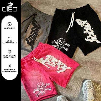 Summer Street Sports Shorts 100% Cotton Sun Faded Solid Pattern Casual Custom Mid Waist Knitted Weaving Drawstring Closure