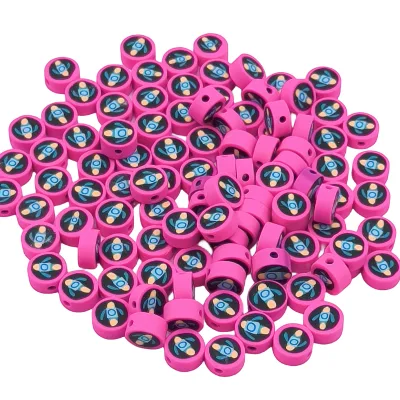 100 Pieces/pack Red Space and Lunar Spacecraft Rocket Polymer Clay Beads DIY Bracelet Accessories Bulk Wholesale