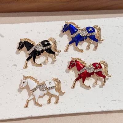 High Quality Exquisite Suit and Coat Brooch, Versatile Brooch, Enamel Rhinestone pony Brooch