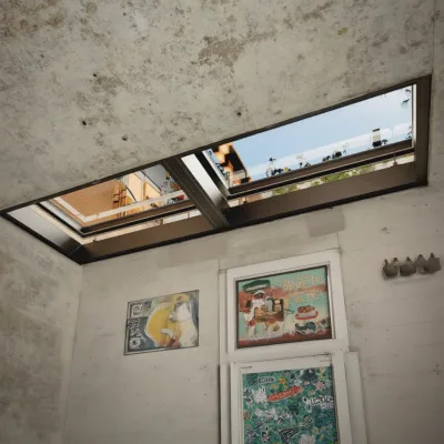 2025 Double Insulating Glass Skylight for Flat Roof Tempered Glass Ventilation Aluminium Loft Modern Vertical Louver Automatic