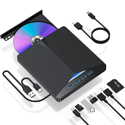 7 in 1 USB 3.0 DVD Player Portable CD/DVD Burner With Laptop Desktop PC Windows 11/10/8/7 Linux Mac OS External CD/DVD Drive