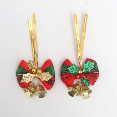 High Quality Set 10 Gold Bell Bow Hanging Ornaments Modern Handmade Plastic Decorations for Christmas Holiday Birthday Parties