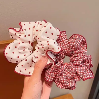 Korean Style Striped Hair Band Fabric Fashionable Retro Hair Accessory Summer Elastic Ponytail Holders