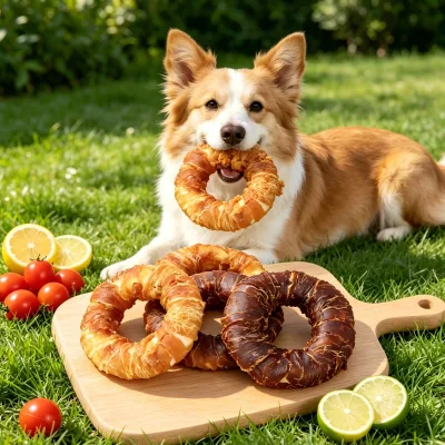 Healthy Dog Treats High Quality Cowhide & Chicken/Duck Cowhide Rings Bite Resistant Teeth Grinding Dog Snacks