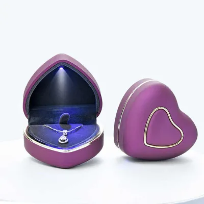 Low MOQ Jewelry Magnetic Box LED Packaging Direct Factory Sale Velvet LED Jewelry Box Wedding Ring Boxes With Led Light