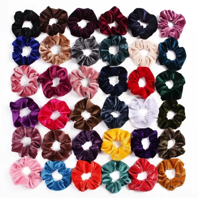 Low MOQ Custom Hair Scrunchies logo and Color Wholesale for Women Girls