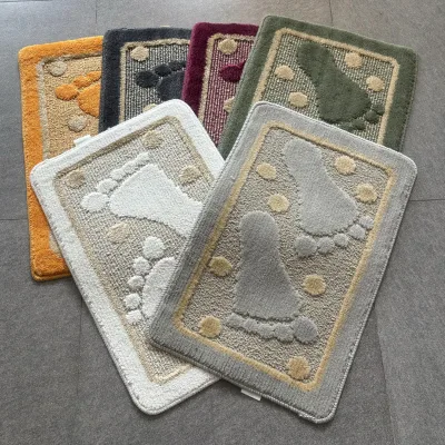 40x60 cm Foot Design PP Polypropylene Yarn High Cut and Low Loop Multi-Color Anti-Slip Bath Mat Factory Supply Directly
